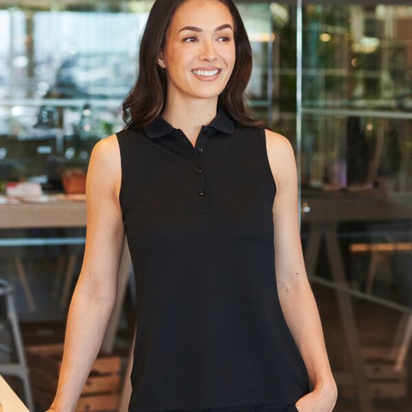 Henbury Henbury Ladies Sleeveless Coolplus® Polo Shirt H477 Henbury Ladies Sleeveless Coolplus® Polo Shirt Thumbnail