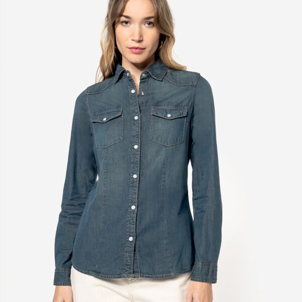 Kariban Kariban Ladies Long Sleeve Denim Shirt KB518 Kariban Ladies Long Sleeve Denim Shirt Thumbnail