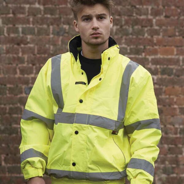 WR006 Warrior Hi-Vis Fleece Lined Bomber Jacket Thumbnail